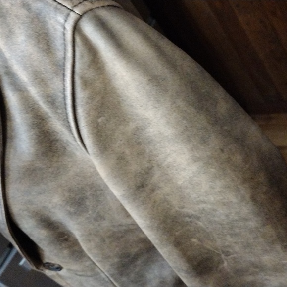 MEN'S M KENNETH COLE REACTION BROWN WASHED OUT AWESOME GRUNGE LOOK LEATHER COAT - Picture 10 of 16